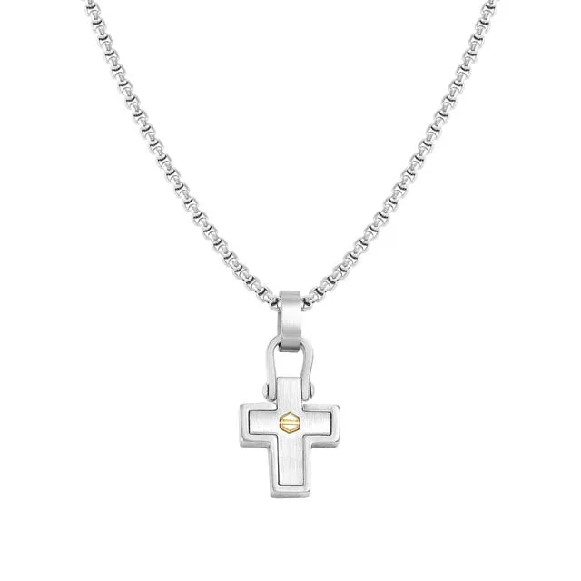 Nomination Manvision Necklace, Cross, Hexagonal Screw, Stainless Steel