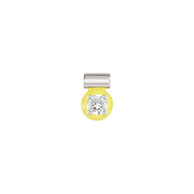 Nomination SeiMia Pendant, Yellow, Cubic Zirconia, Silver & Enamel