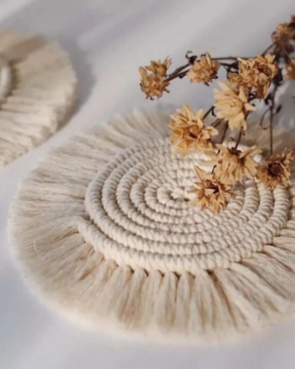 Nordic Macramé Fringe Coaster