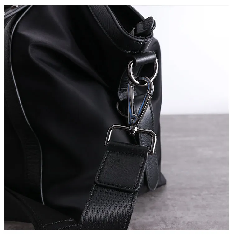 Nylon Leather Shoulder Handbags Womens Black Nylon Travel Purse Nylon Handbag Work Purse for Ladies