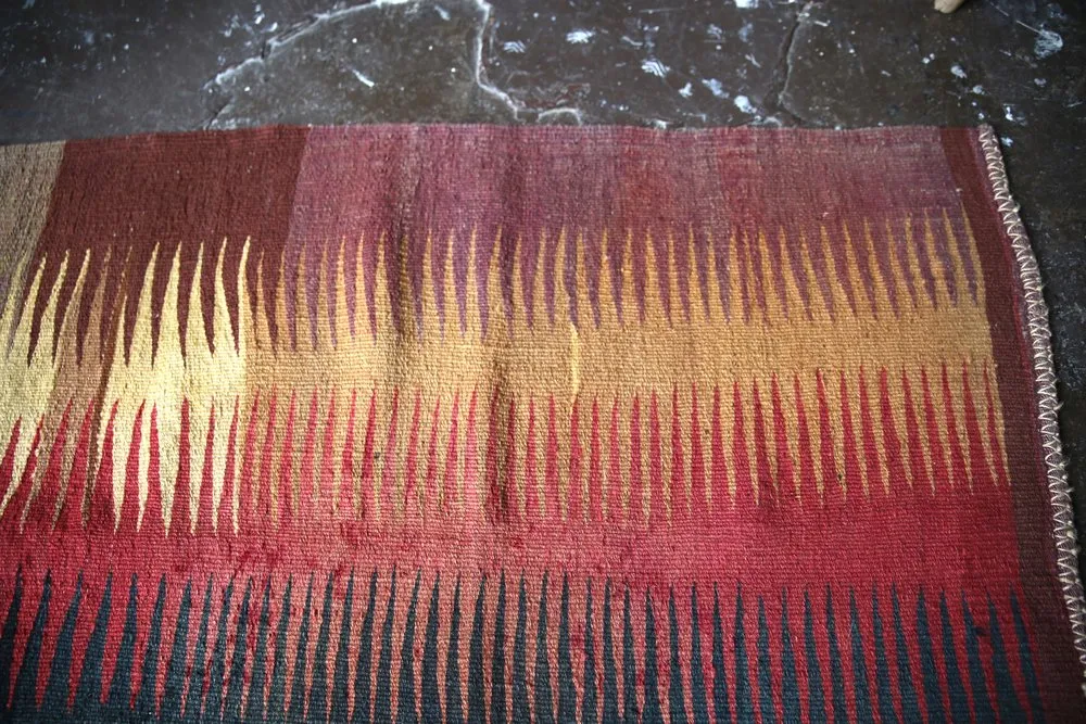 Old Mini Milas Kilim 3.3ftx3.3ft