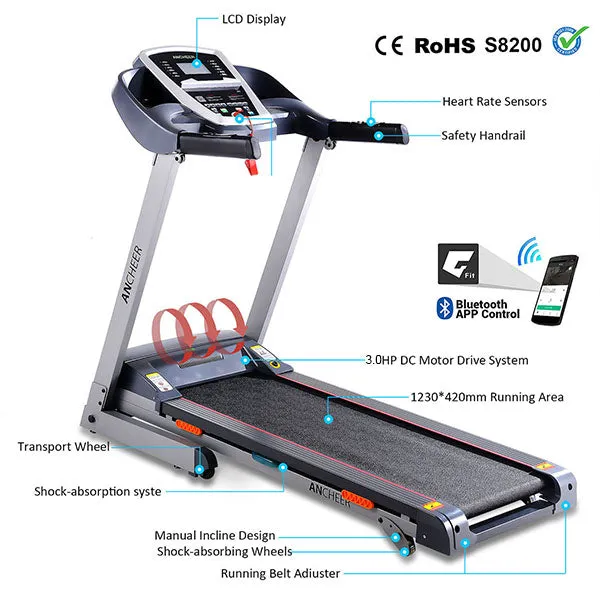 Olympia 3.0 HP DC 1.0-14 km/h Foldable Electric Treadmill