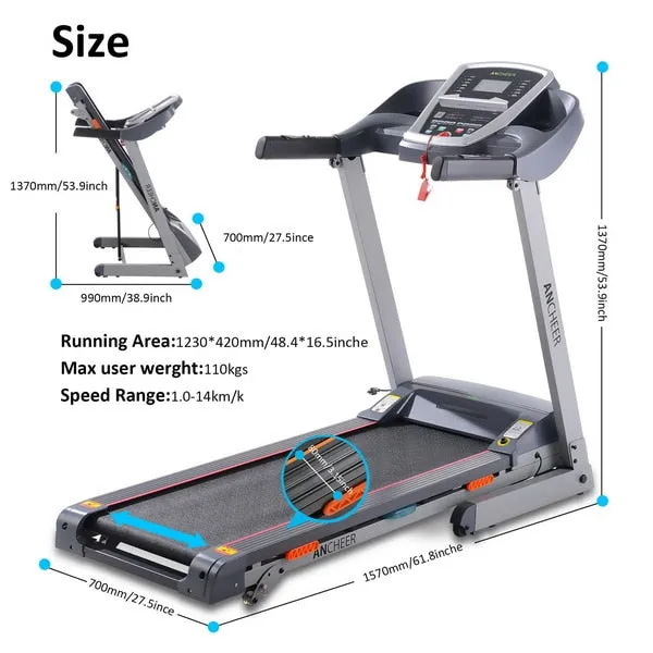 Olympia 3.0 HP DC 1.0-14 km/h Foldable Electric Treadmill