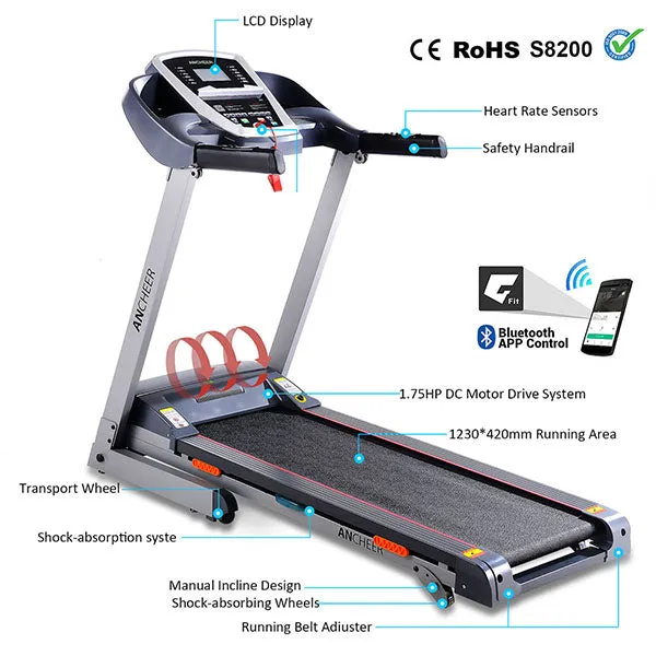 Olympia 3.0 HP DC 1.0-14 km/h Foldable Electric Treadmill