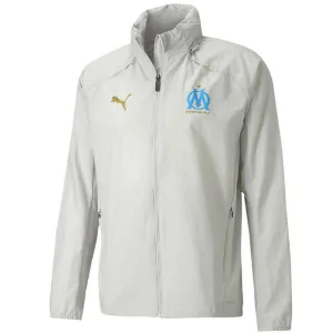 Olympique Marseille soccer training rain jacket 2021 light grey - Puma