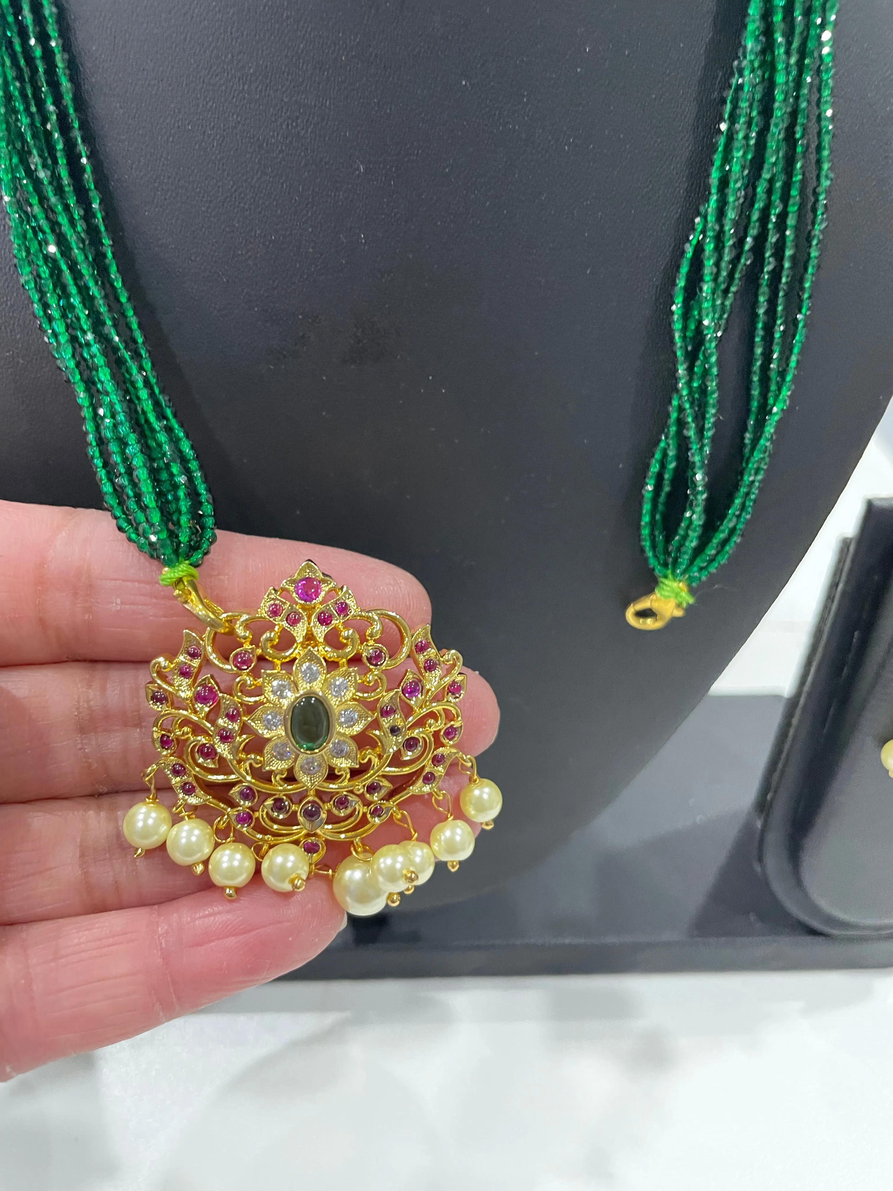 One Gram Gold CZ Beaded necklace Set