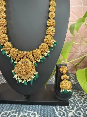 One Gram Gold Deep Nakshi Lakshmi Long Necklace Set