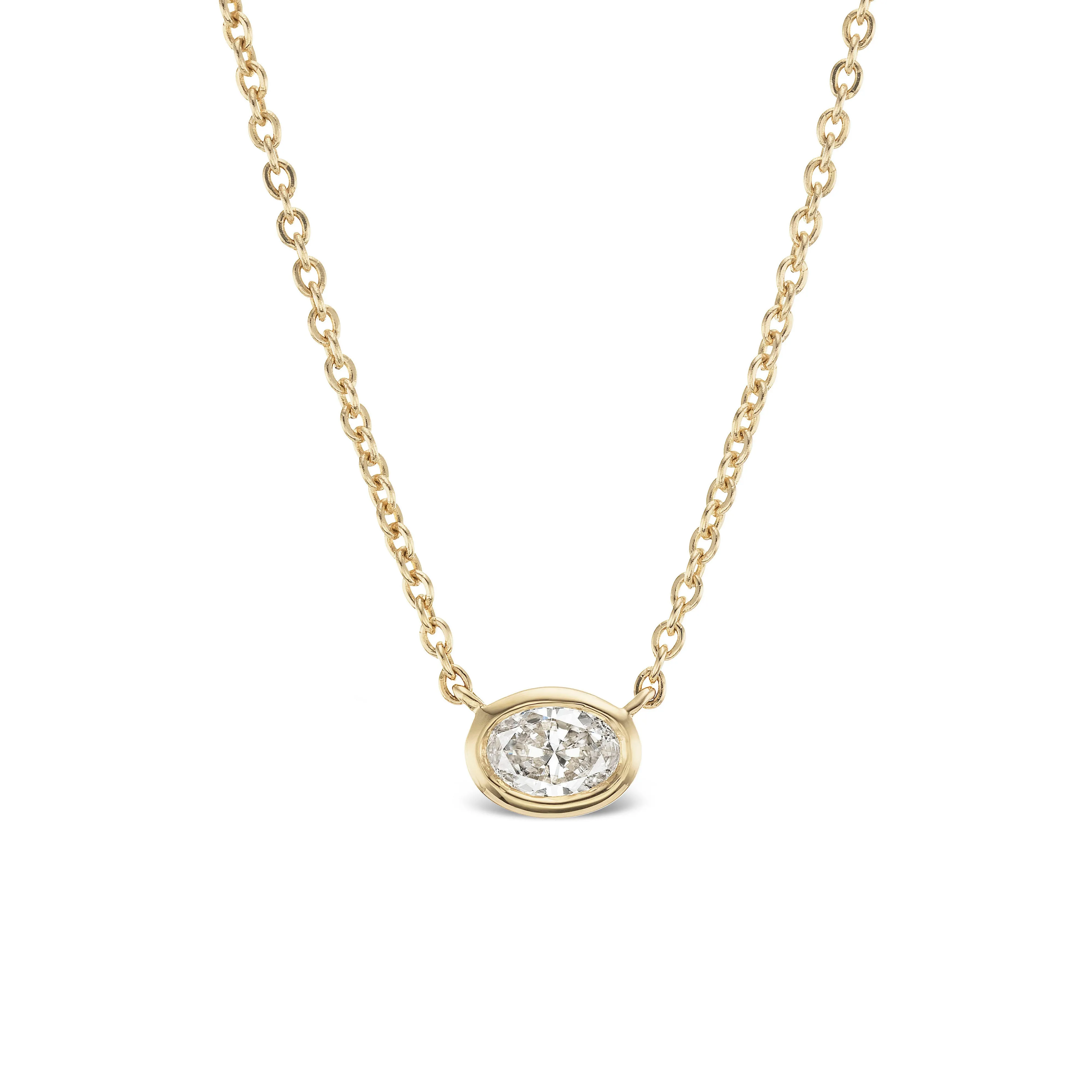 Oval Diamond Solitaire Pendant