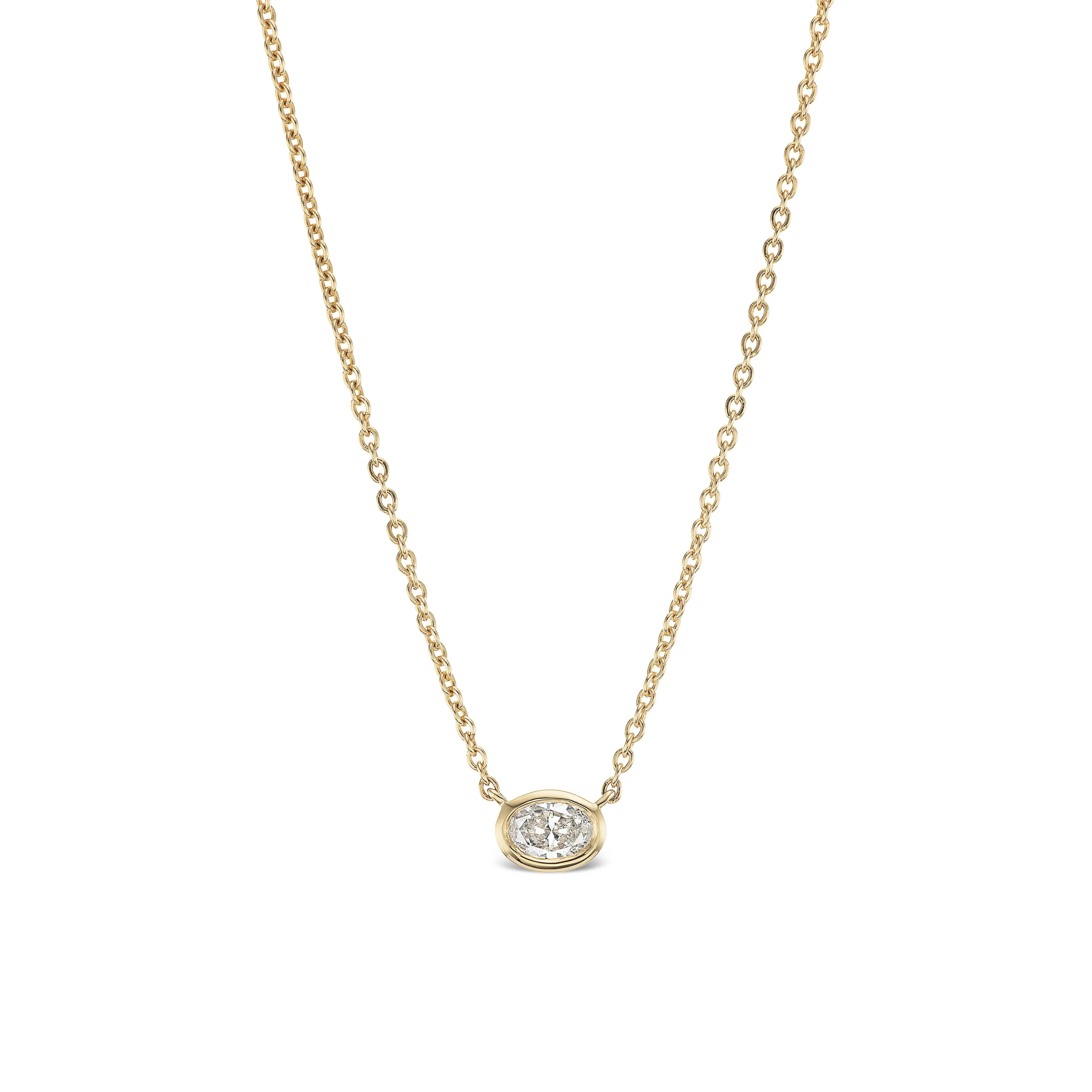 Oval Diamond Solitaire Pendant