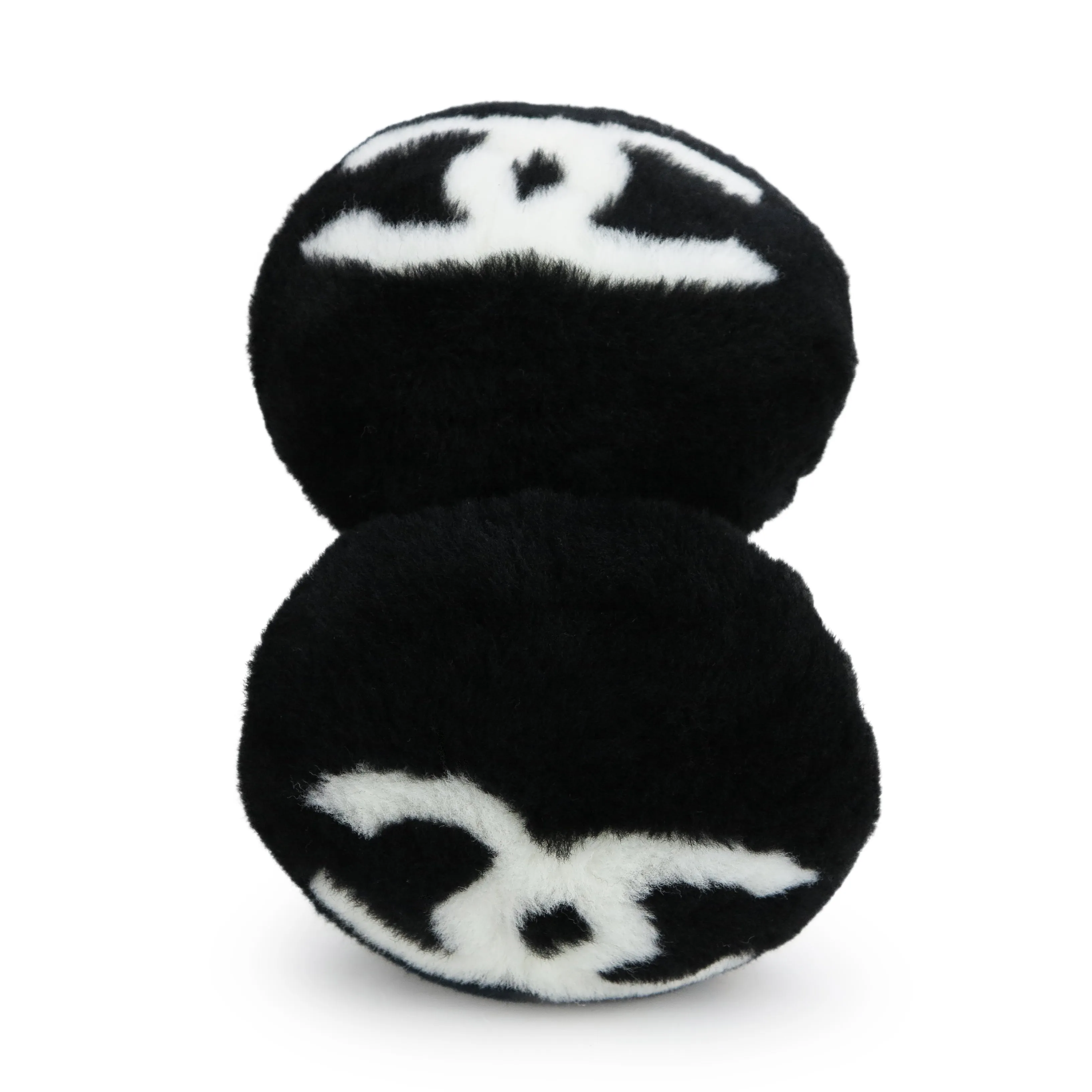 Oversized CC Foldable Earmuffs Black White Shearling