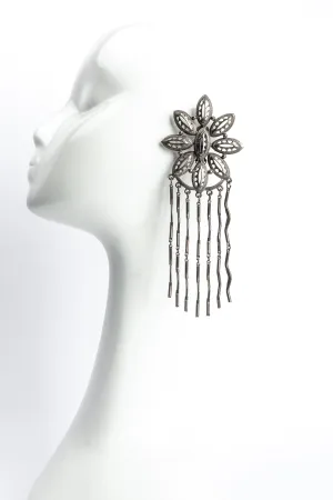 Oxidized Flower Fringe Earrings