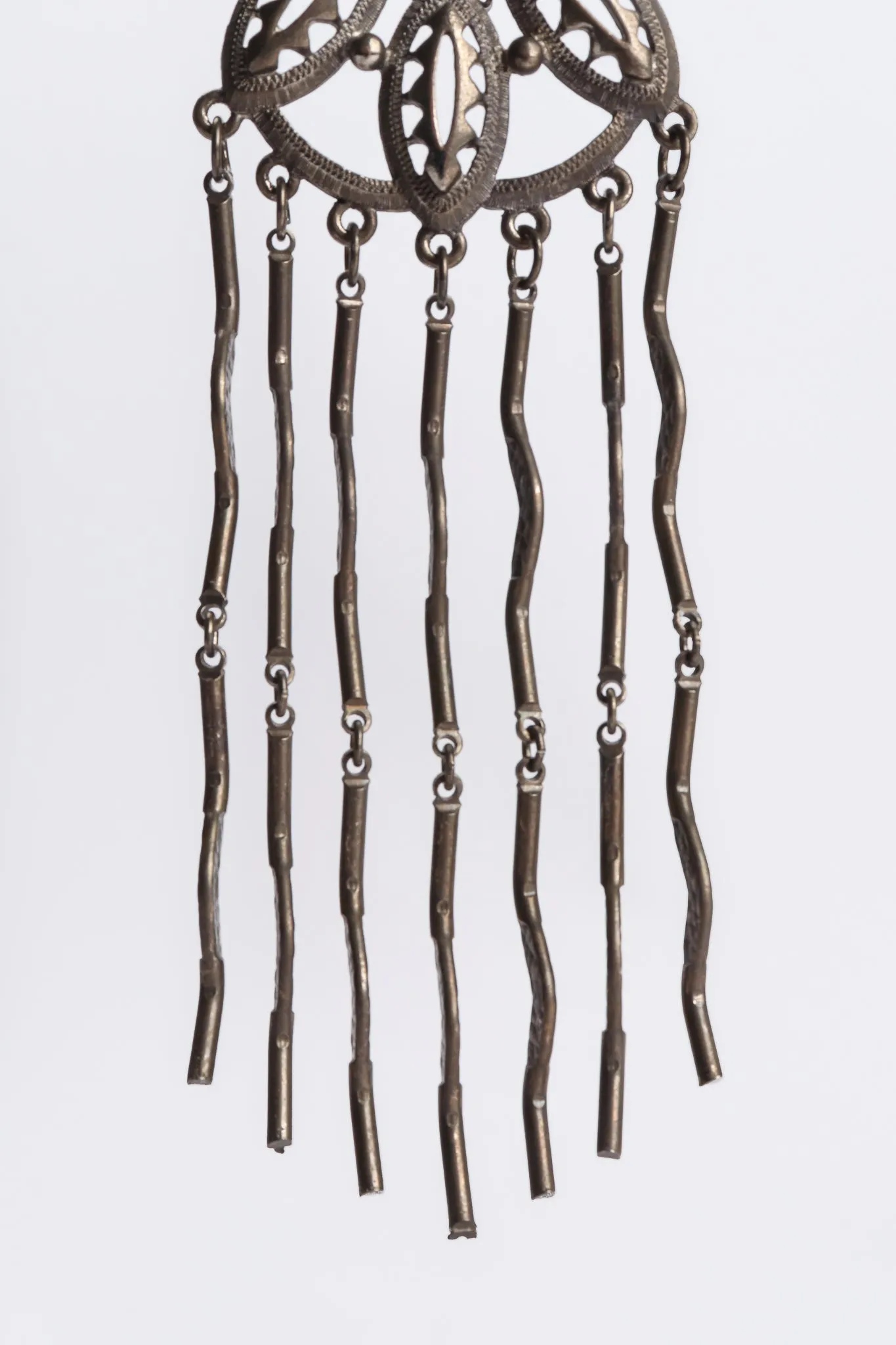 Oxidized Flower Fringe Earrings