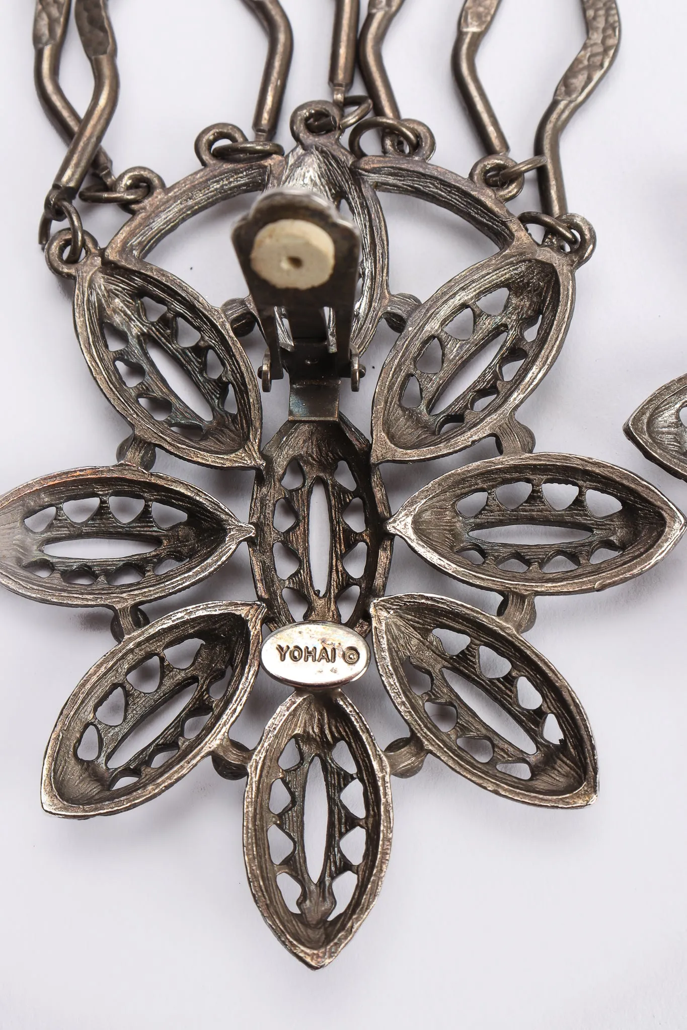 Oxidized Flower Fringe Earrings