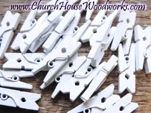 Pack of 100 Mini White Clothespins