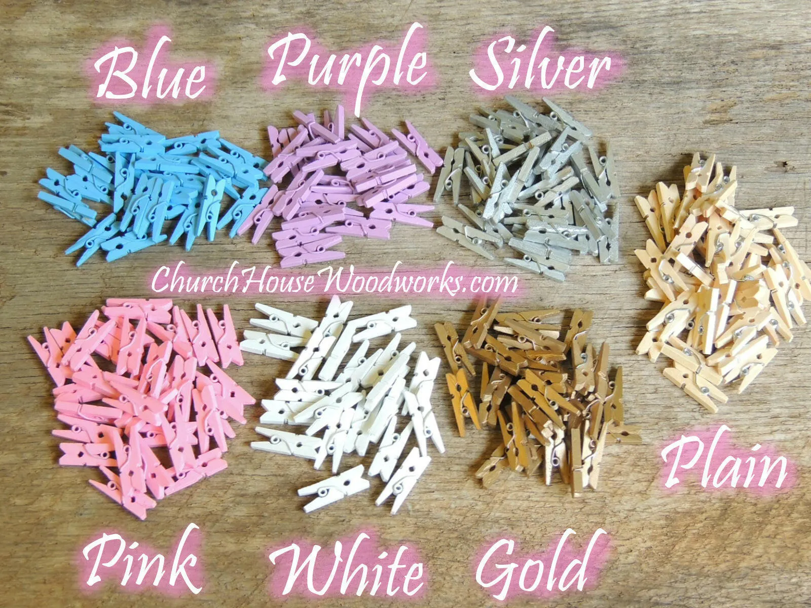 Pack of 100 Mini White Clothespins