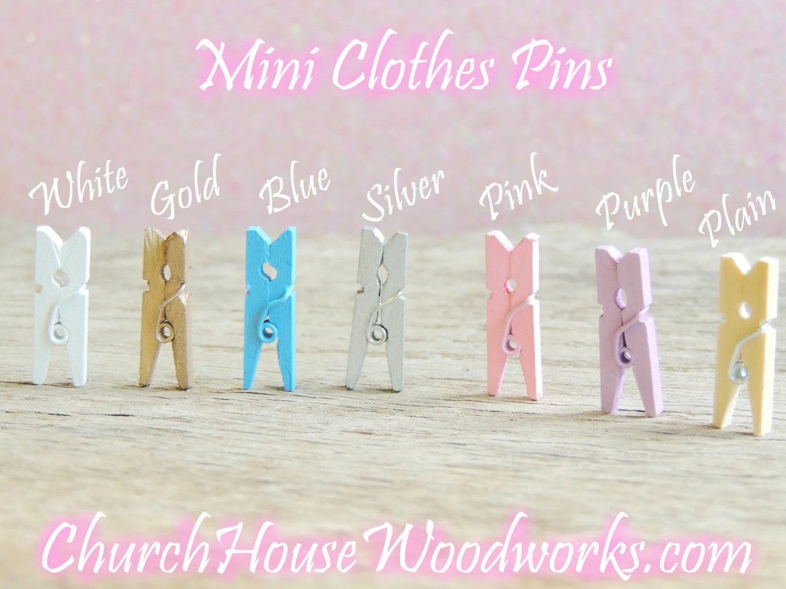Pack of 100 Mini White Clothespins