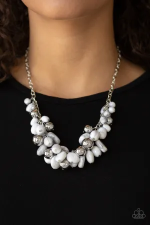 Paparazzi - Full Out Fringe - White Necklace