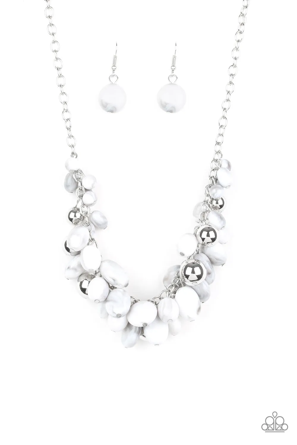 Paparazzi - Full Out Fringe - White Necklace