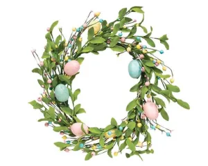 Pastel Easter egg artificial greenery wreath