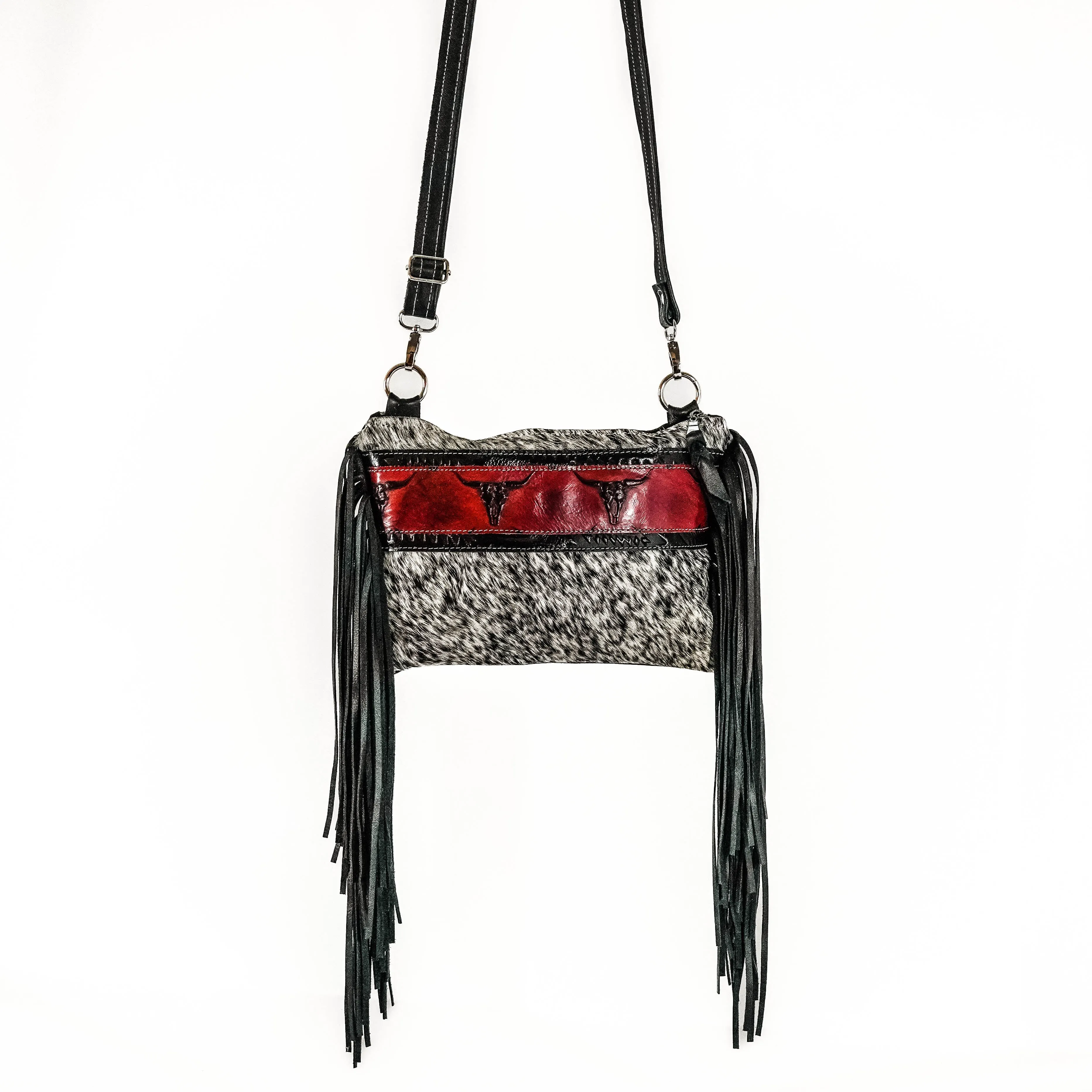 Patsy - Black & White w/ Burgundy Skulls