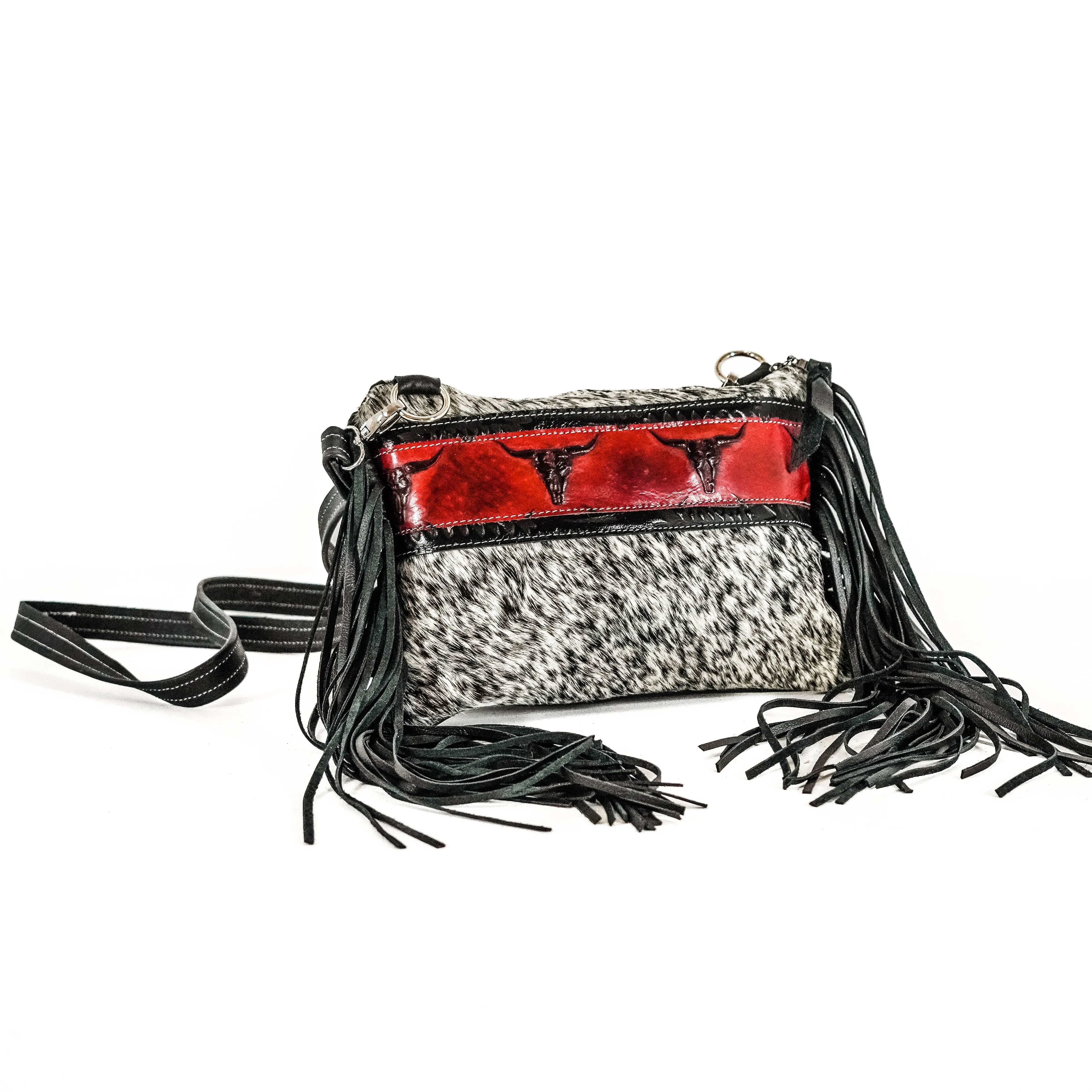 Patsy - Black & White w/ Burgundy Skulls