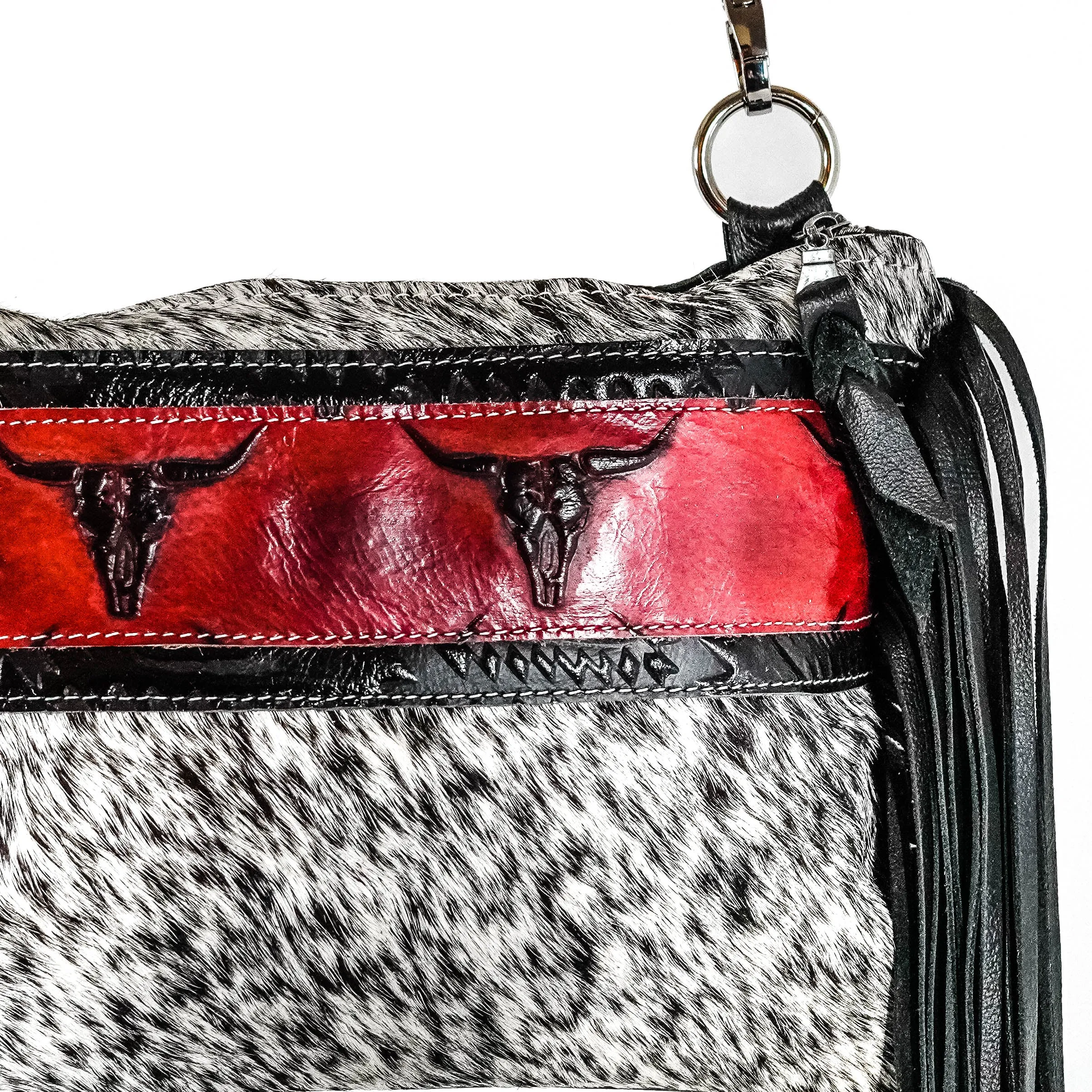 Patsy - Black & White w/ Burgundy Skulls