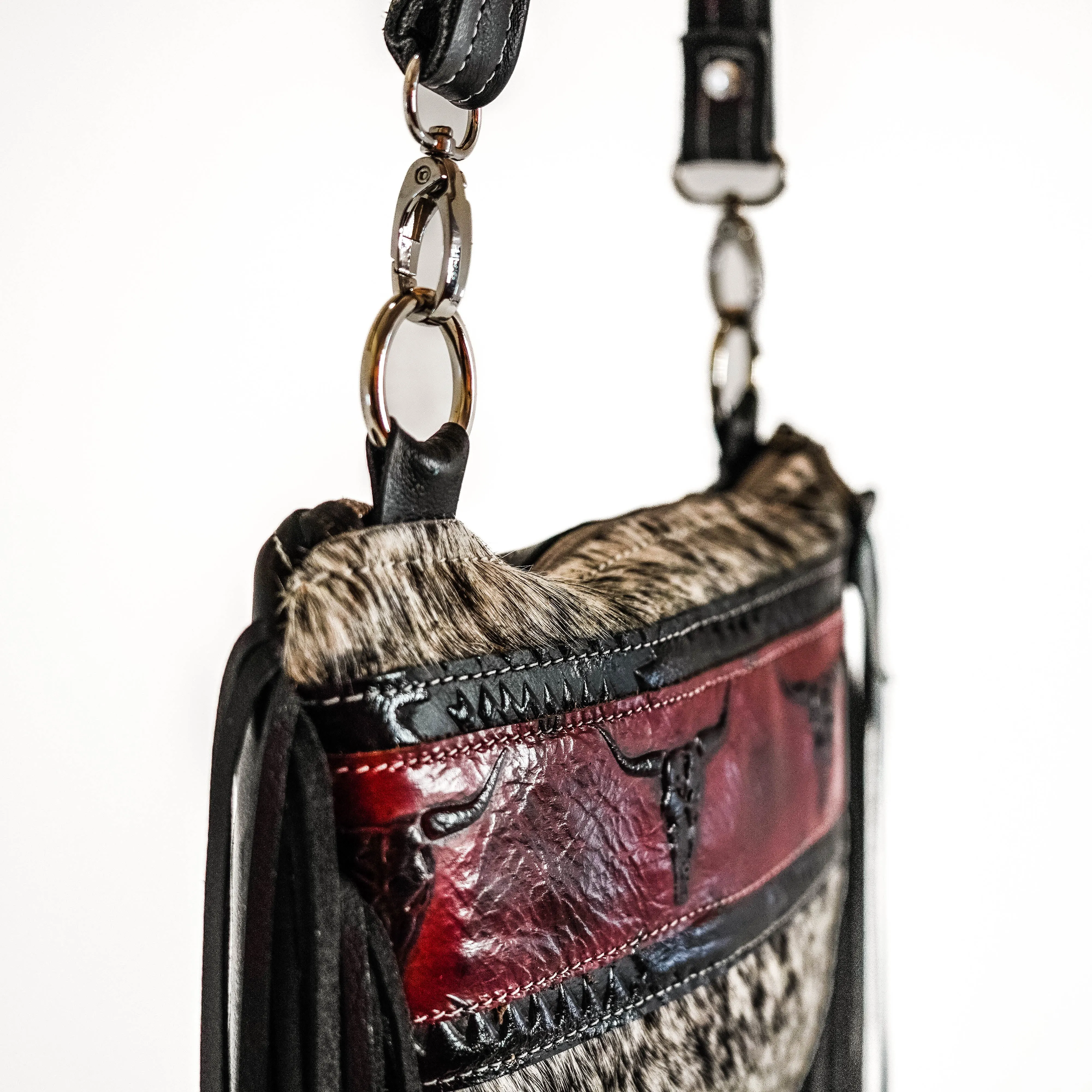 Patsy - Black & White w/ Burgundy Skulls