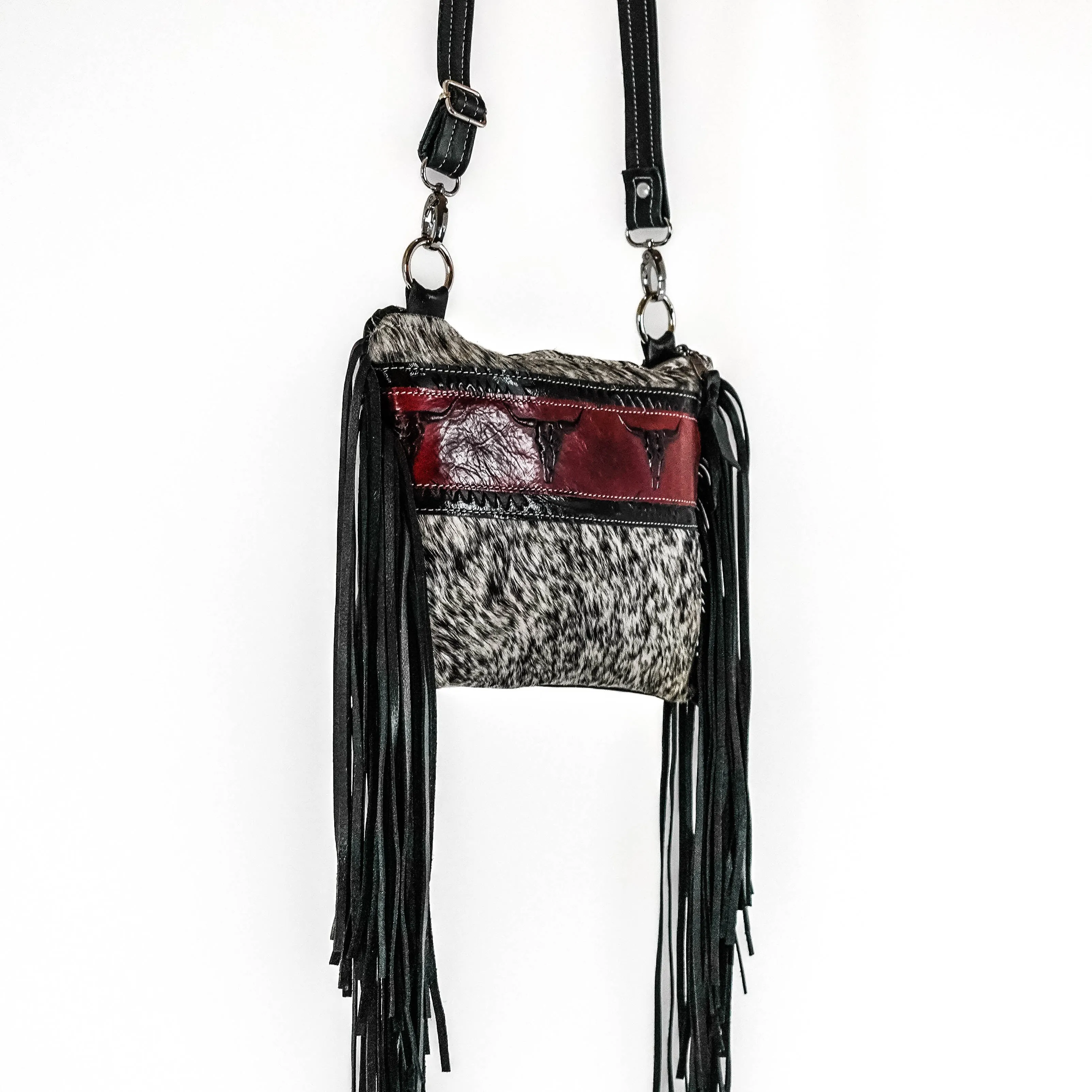 Patsy - Black & White w/ Burgundy Skulls