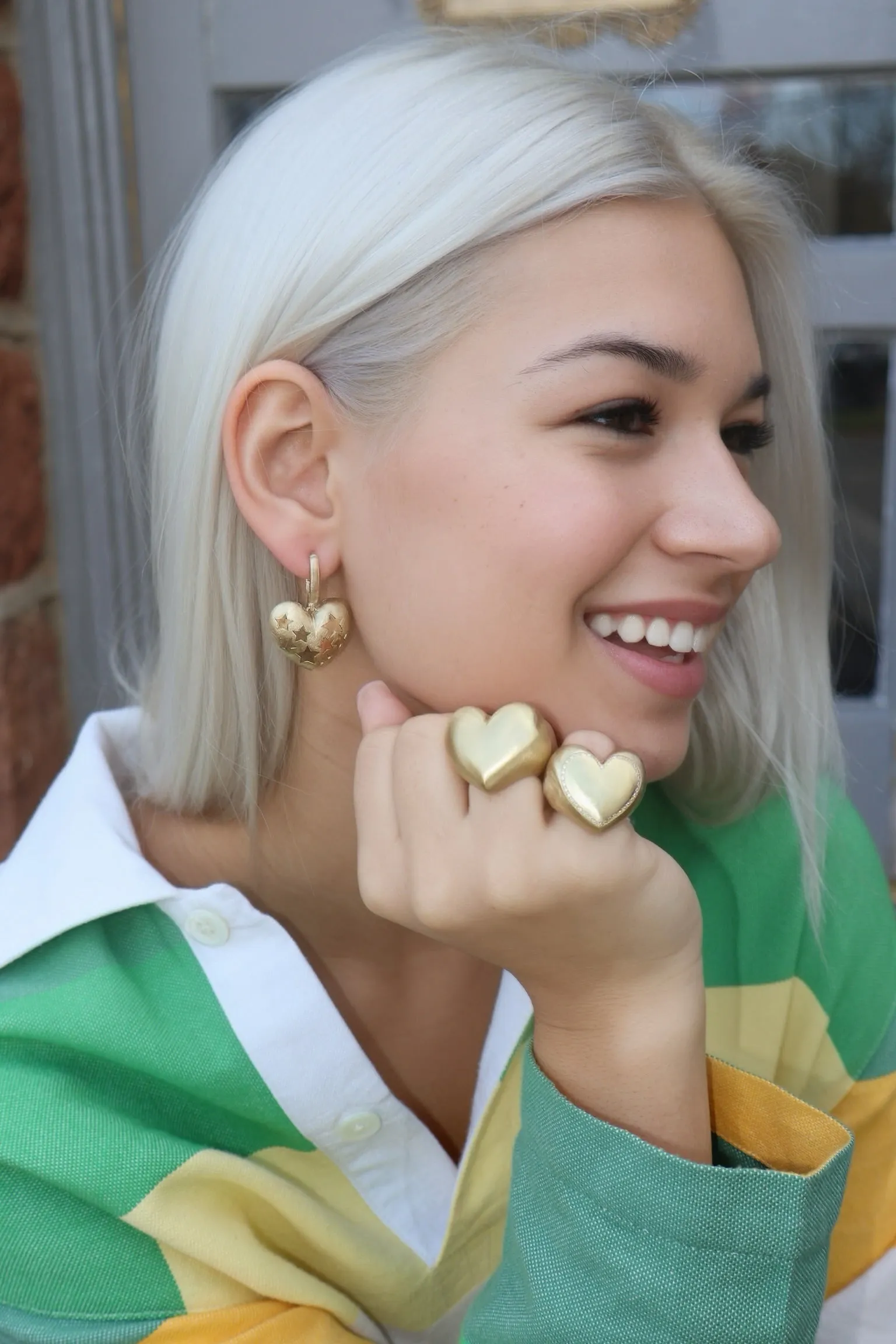 Paulette Puff Heart Earrings with Stars