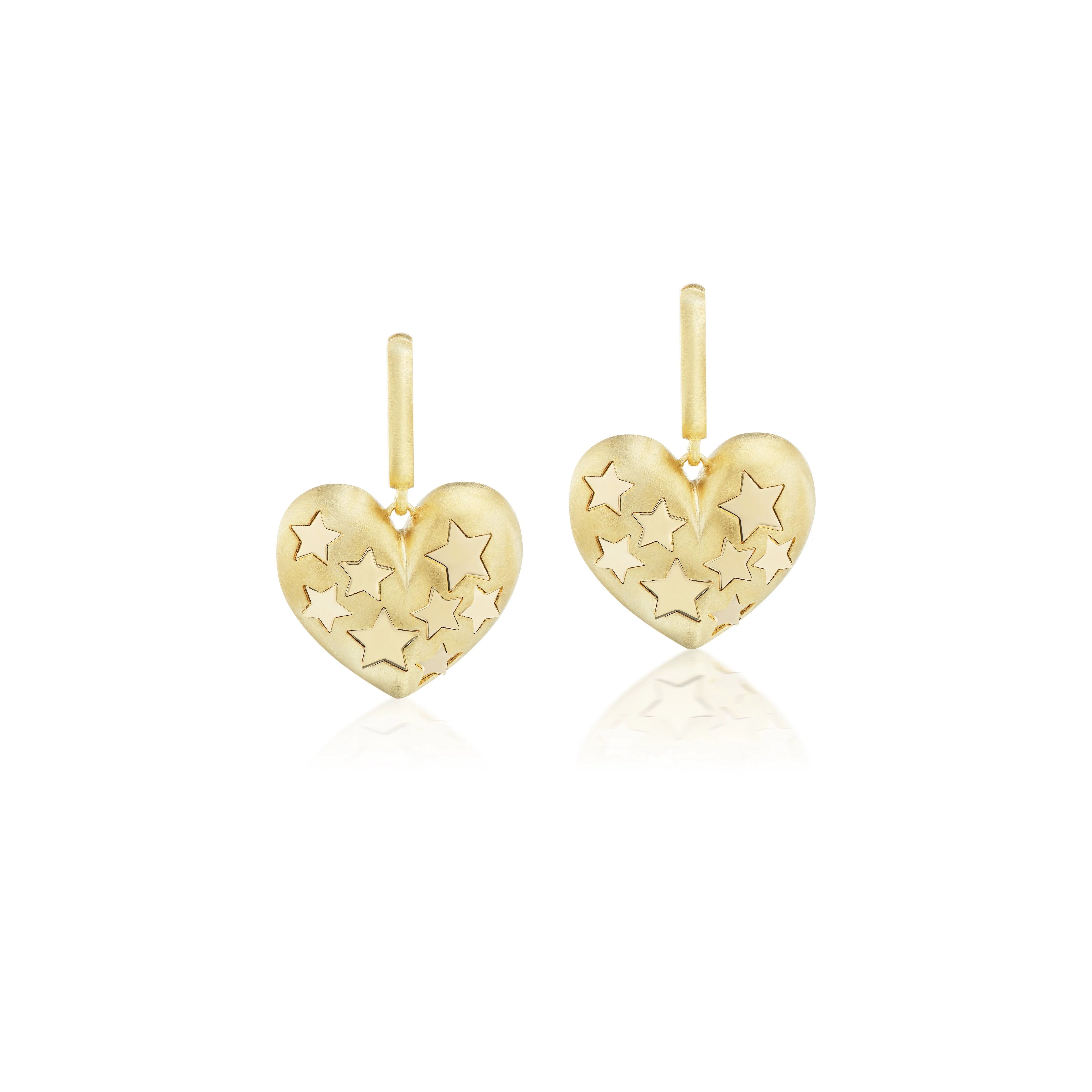 Paulette Puff Heart Earrings with Stars