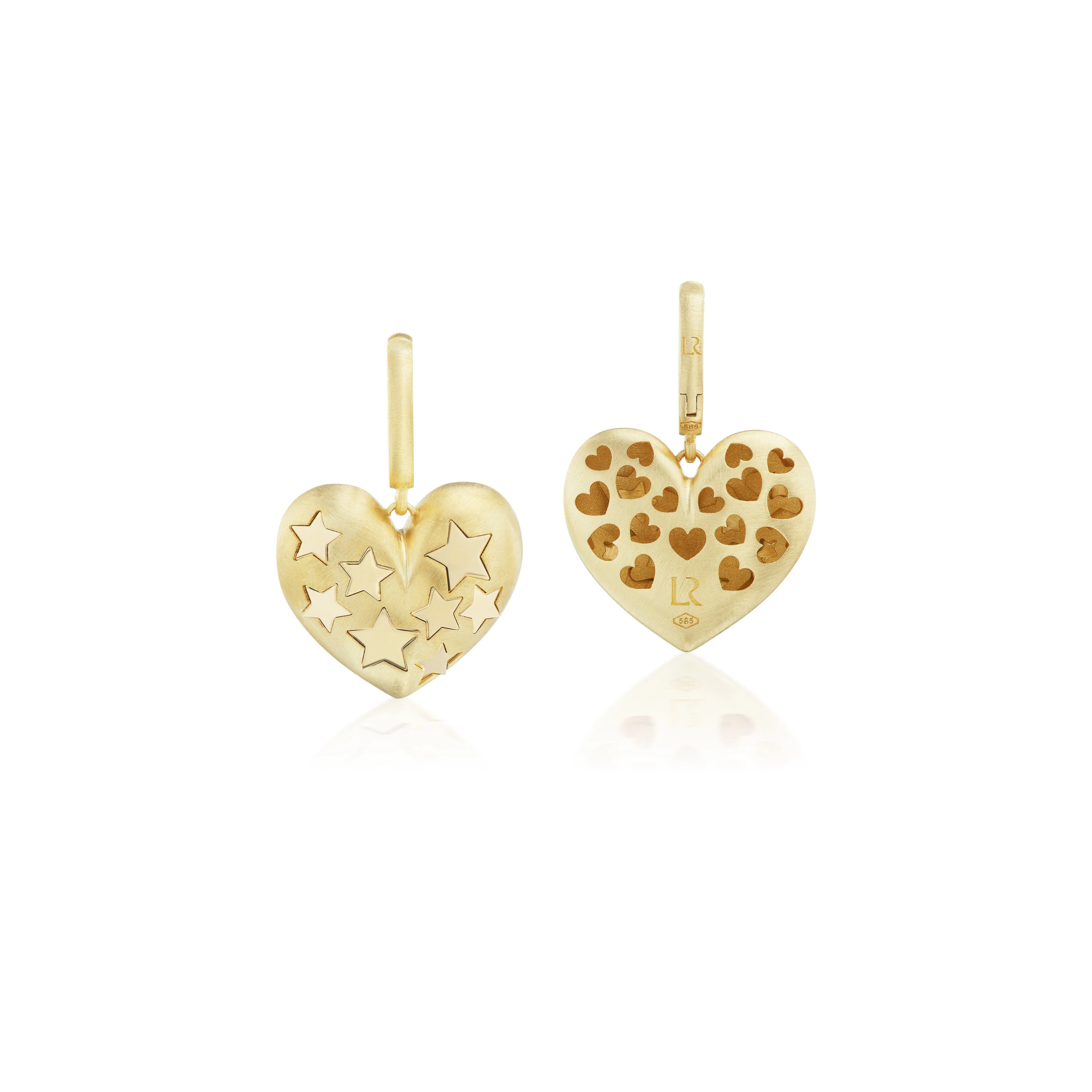 Paulette Puff Heart Earrings with Stars