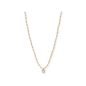 PEARL NECKLACE WITH CRYSTAL CHARM - WHITE