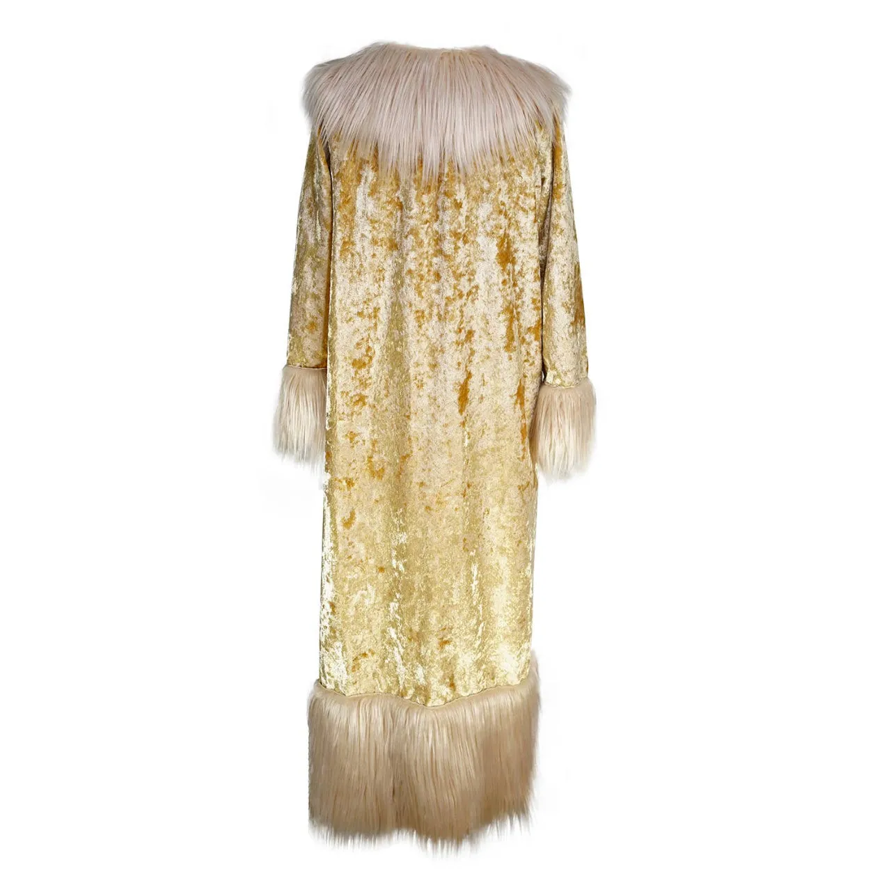 Penny Deluxe Champagne Velvet Faux Fur Coat M