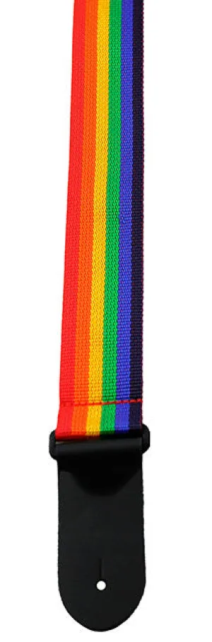 Perris 2" Poly Pro Guitar Strap in Rainbow with Black Leather ends