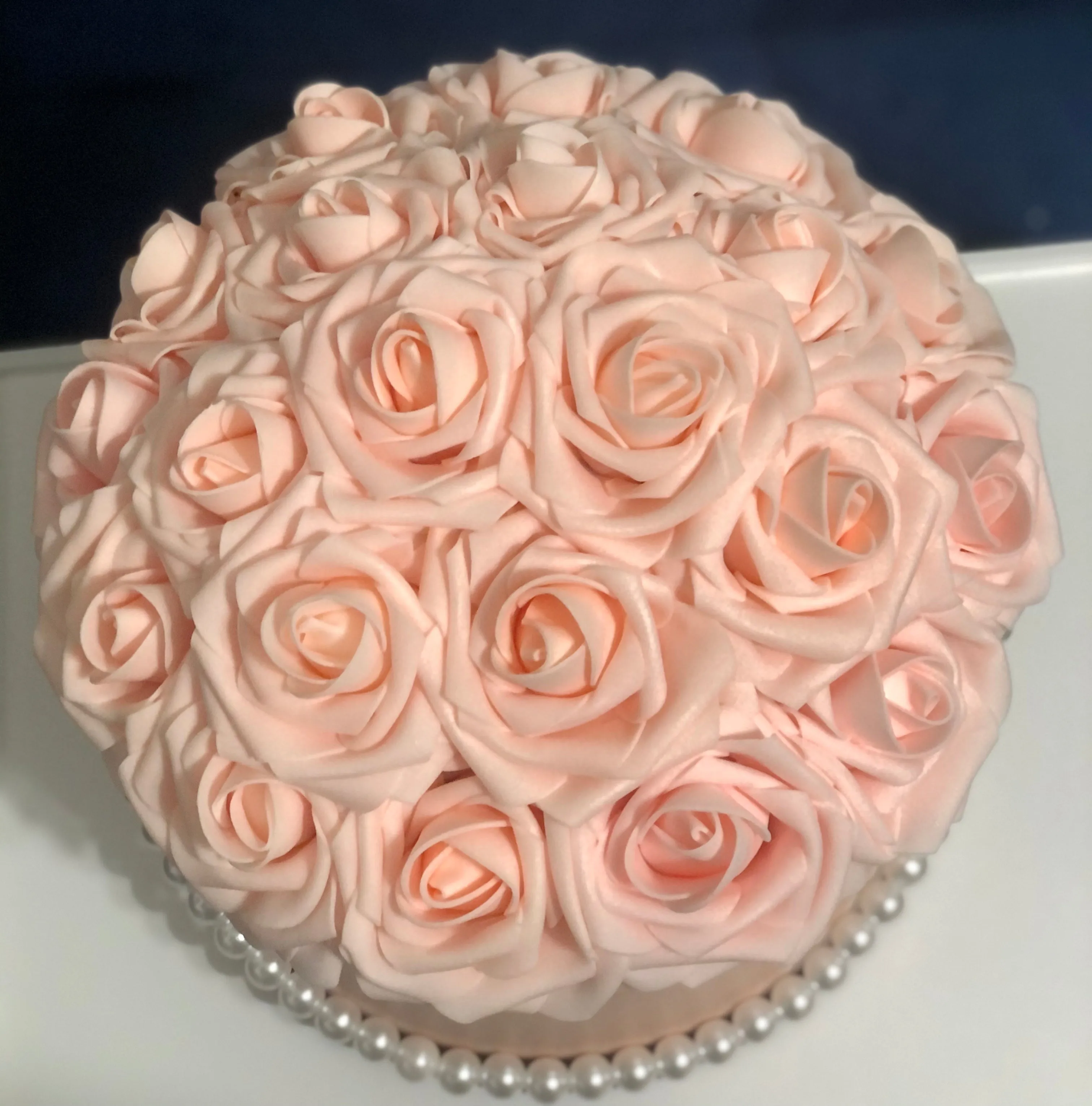 Pink Flower Box with Pearls and Rhinestones