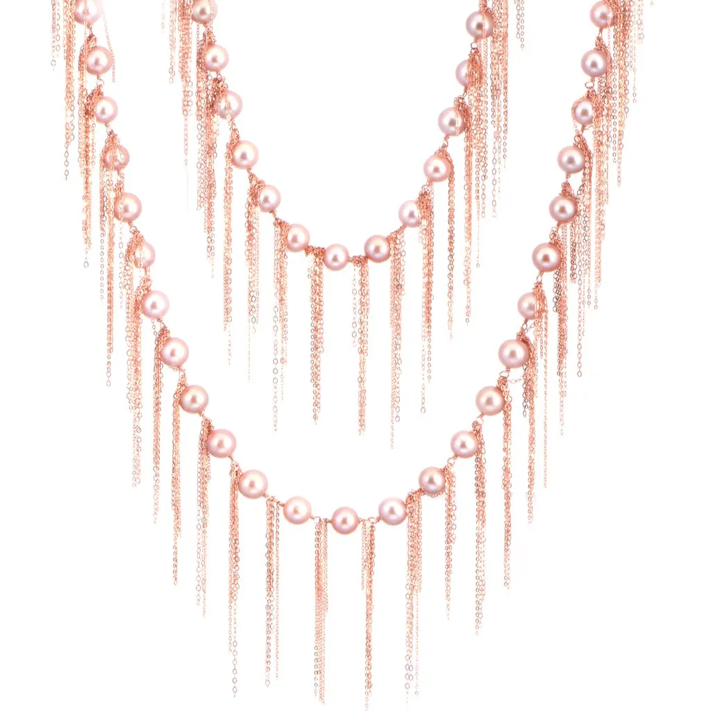 Pink Fringe 62" Necklace