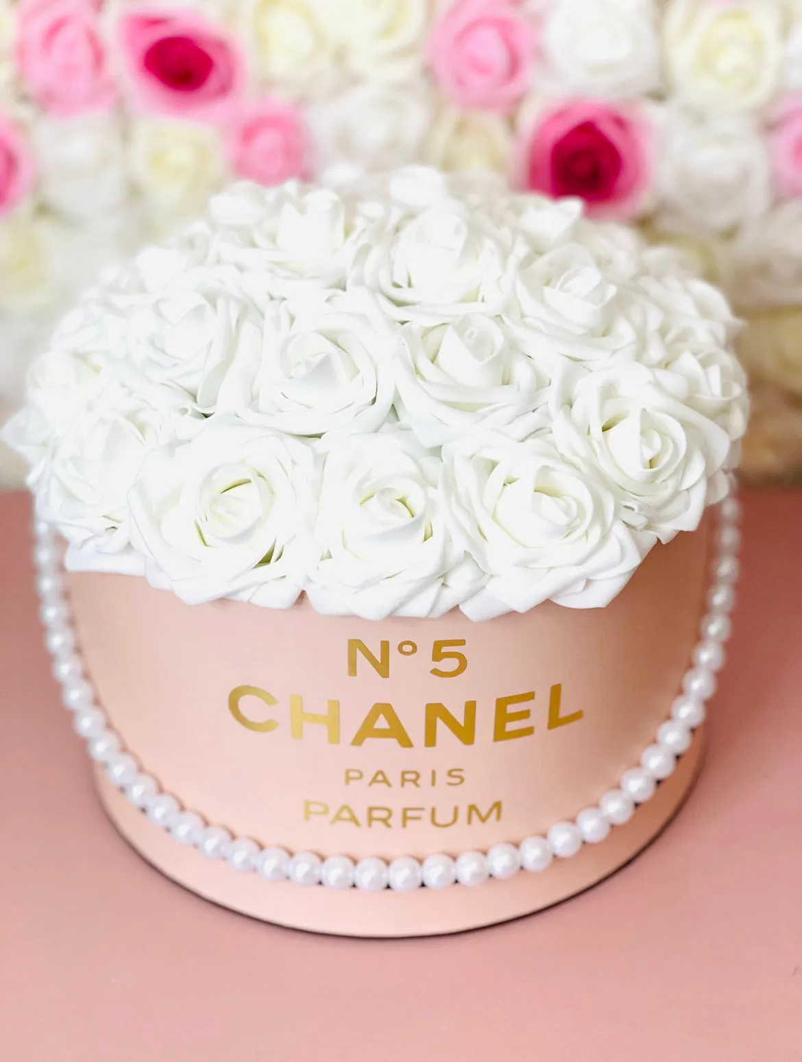 Pink Rose Hat Box Bouquet