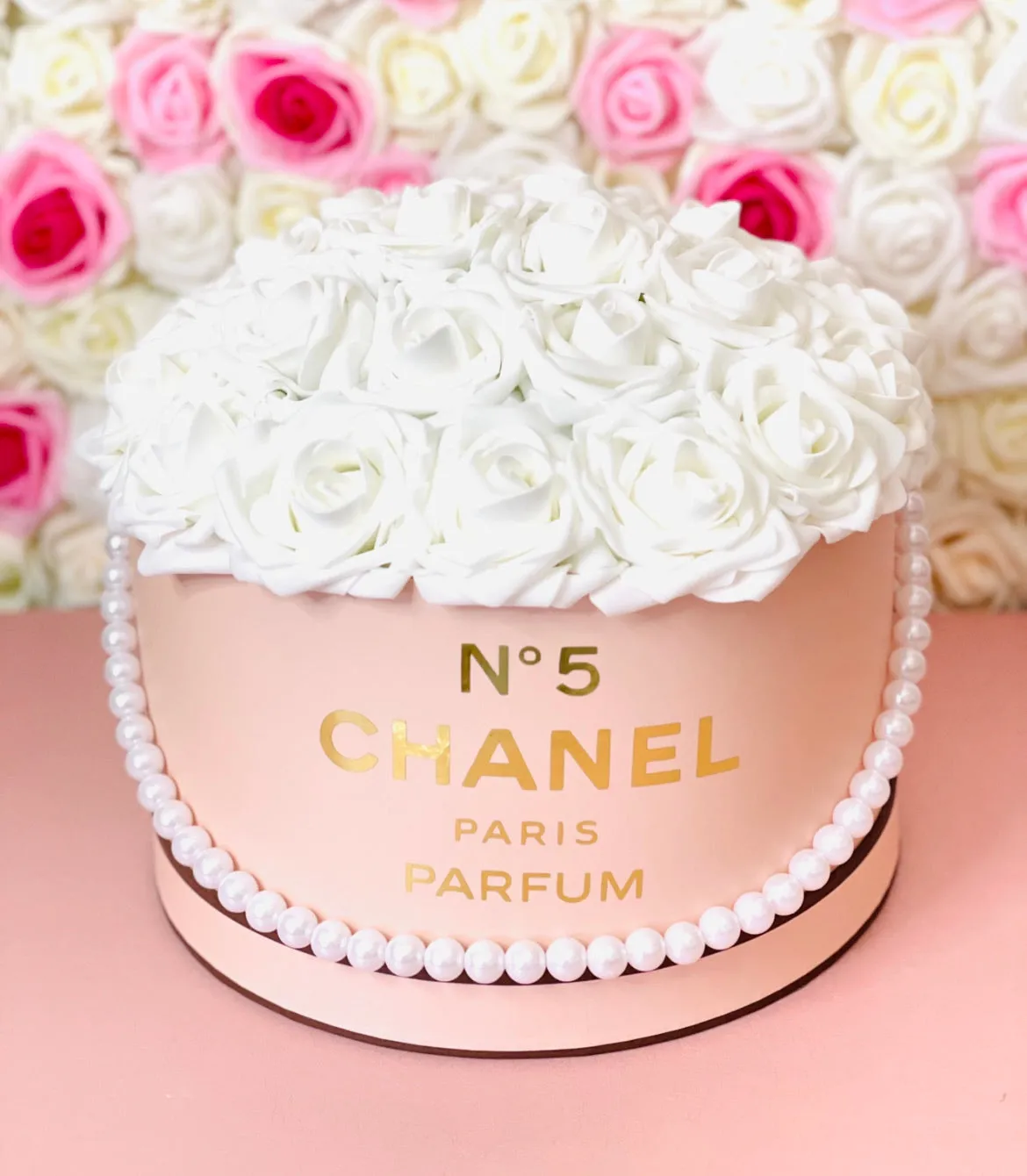 Pink Rose Hat Box Bouquet