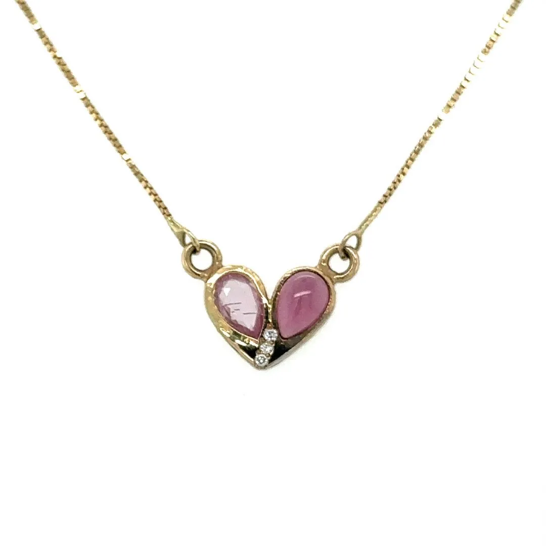 Pink tourmaline/Pink Sapphire and Diamond Heart Necklace