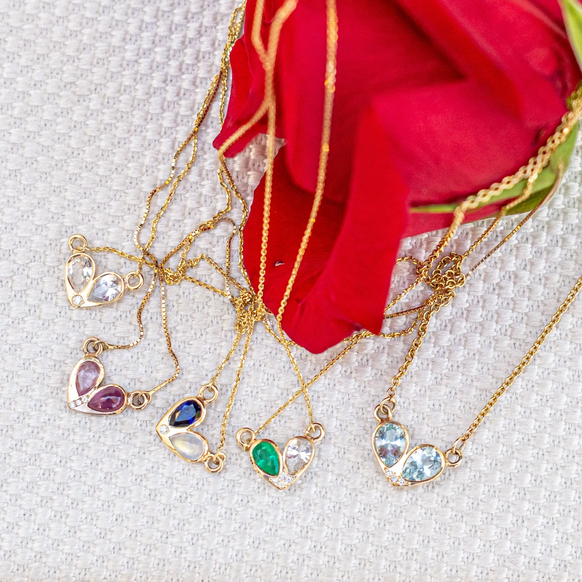 Pink tourmaline/Pink Sapphire and Diamond Heart Necklace
