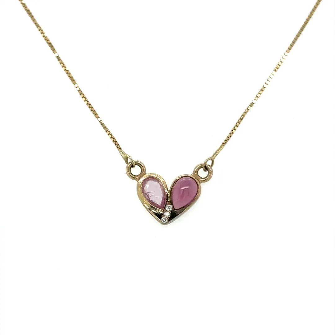 Pink tourmaline/Pink Sapphire and Diamond Heart Necklace