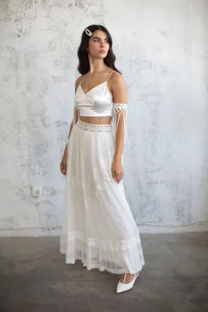 Pleated Chiffon Maxi Skirt