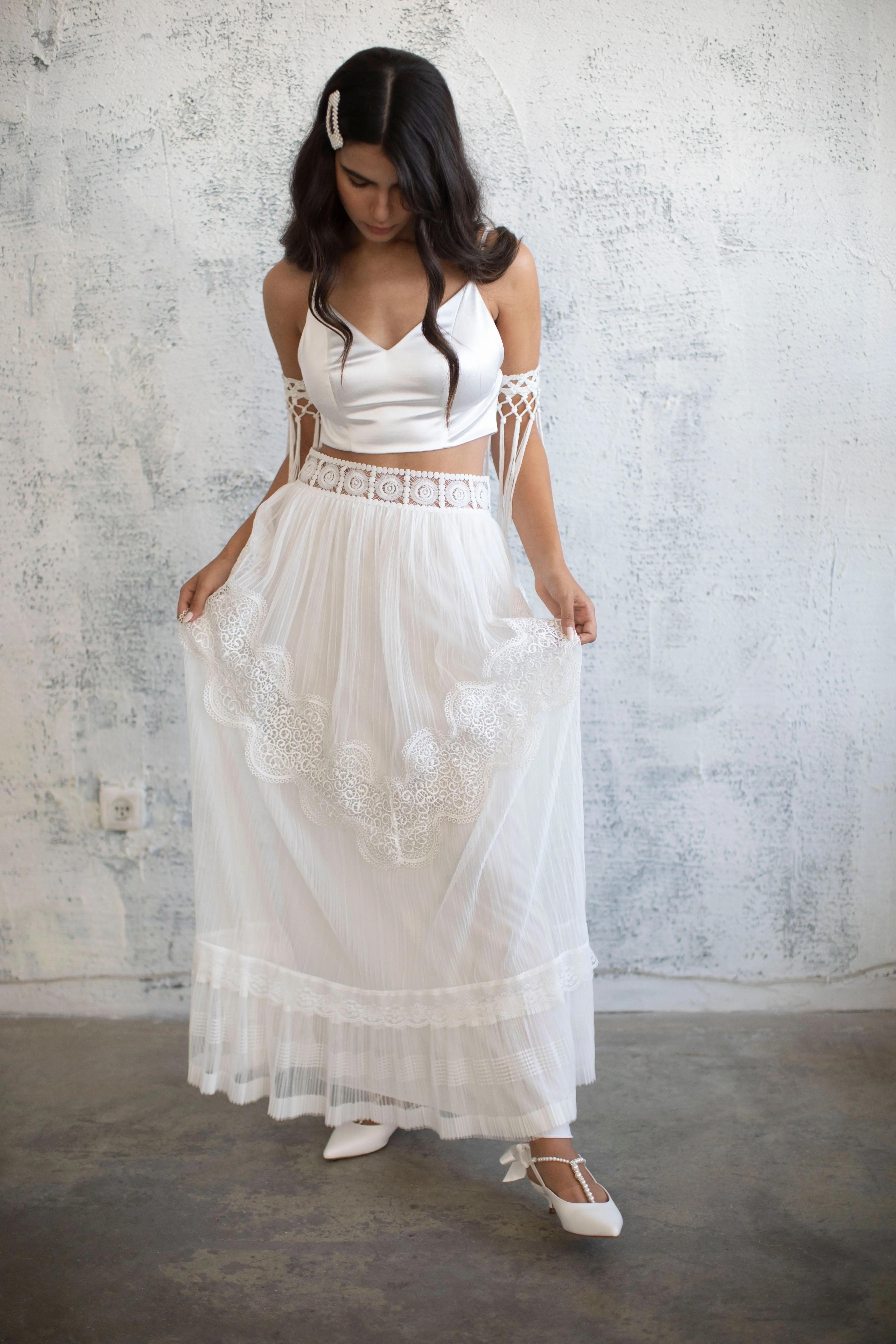 Pleated Chiffon Maxi Skirt