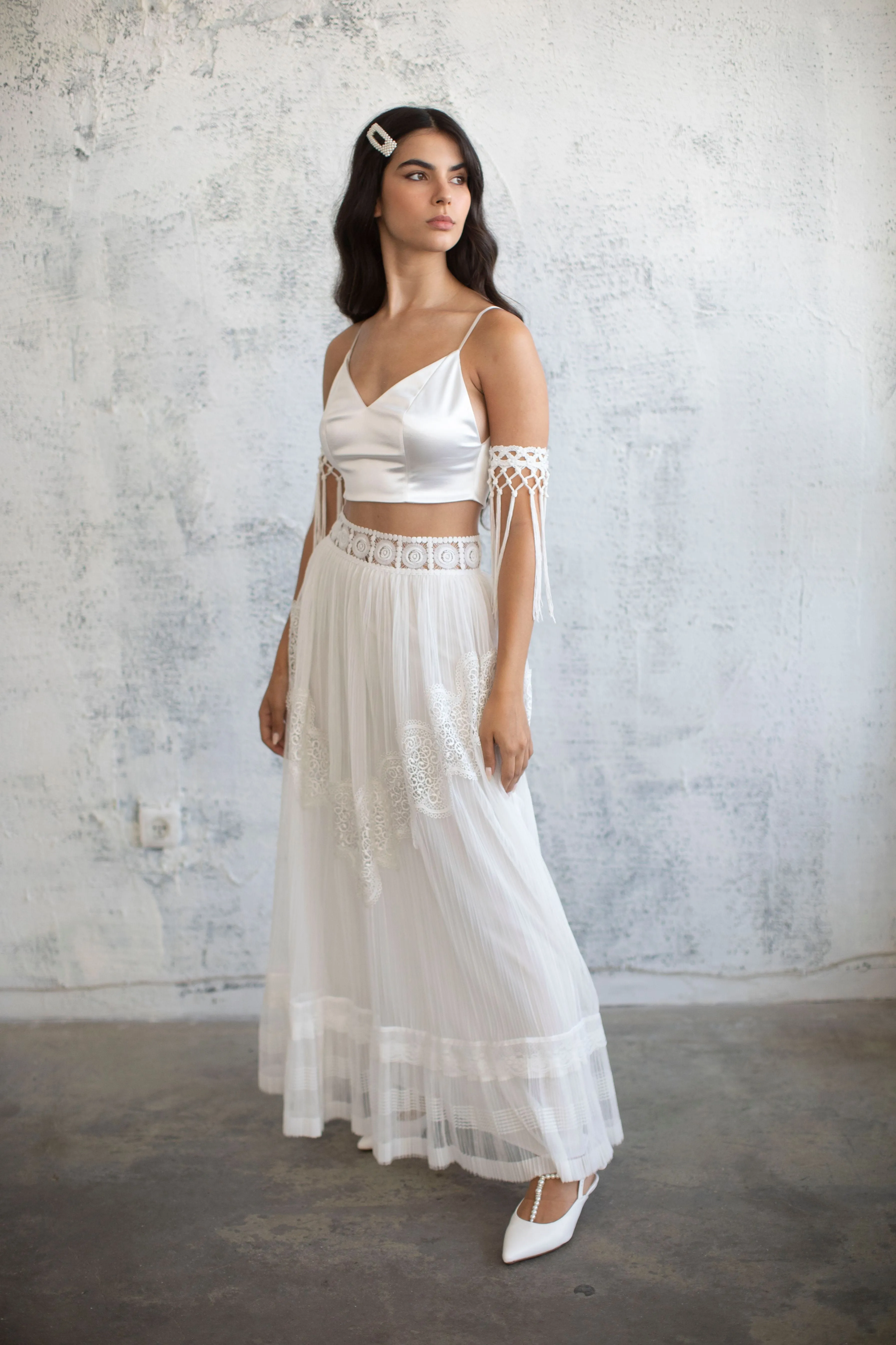 Pleated Chiffon Maxi Skirt