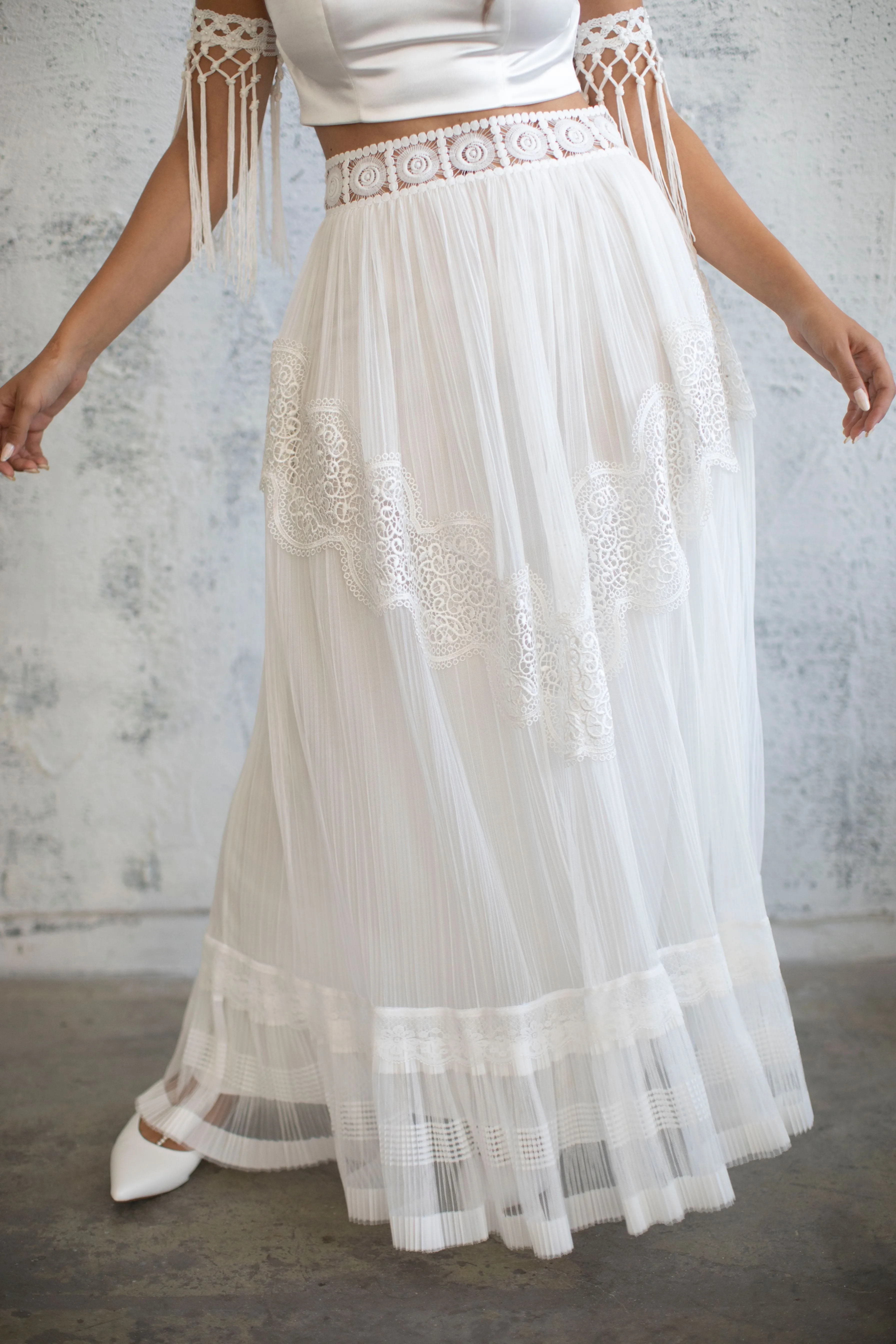 Pleated Chiffon Maxi Skirt