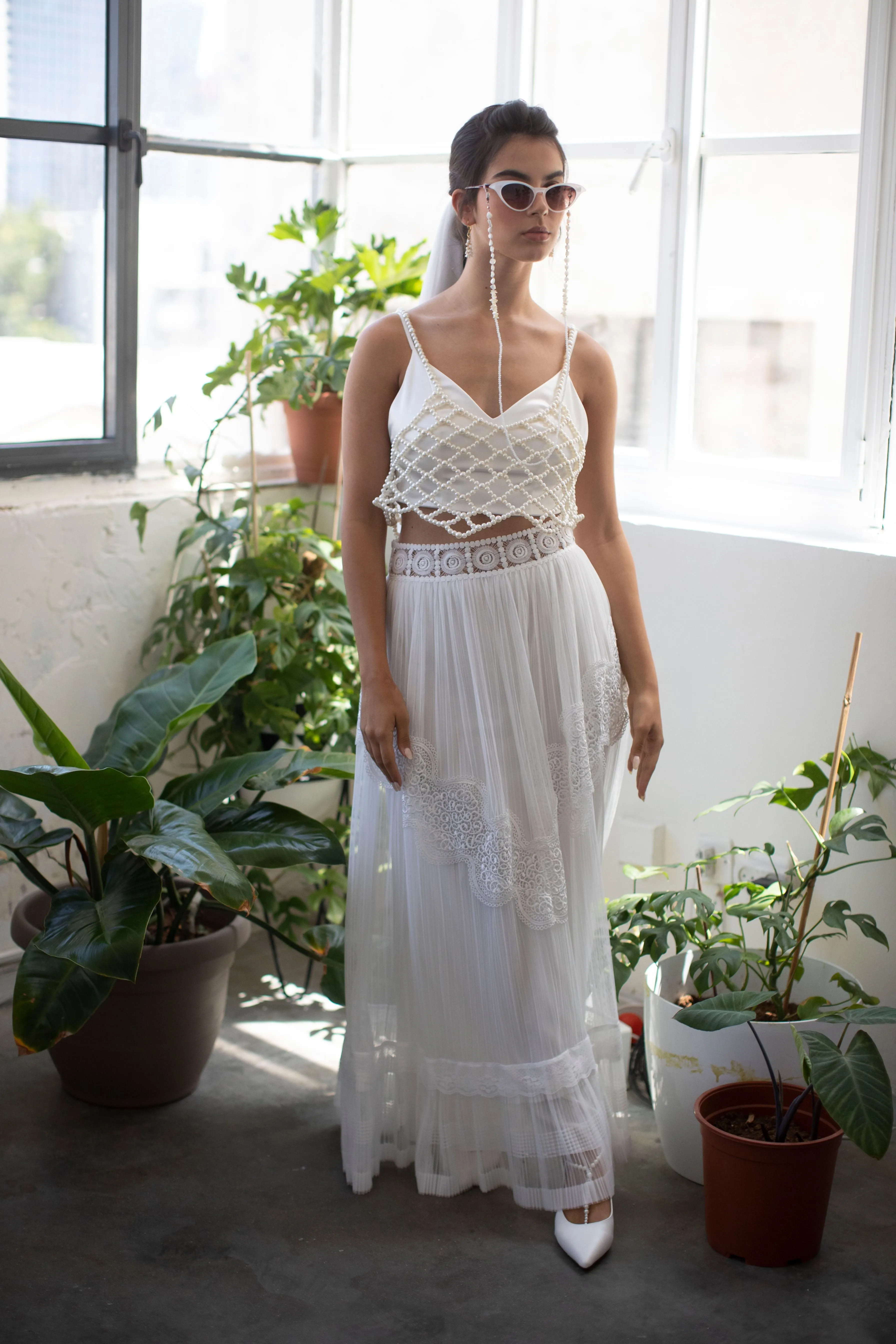 Pleated Chiffon Maxi Skirt