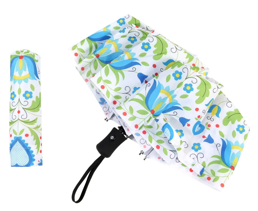 Polish Folk Art Foldable Umbrella - Kashubian