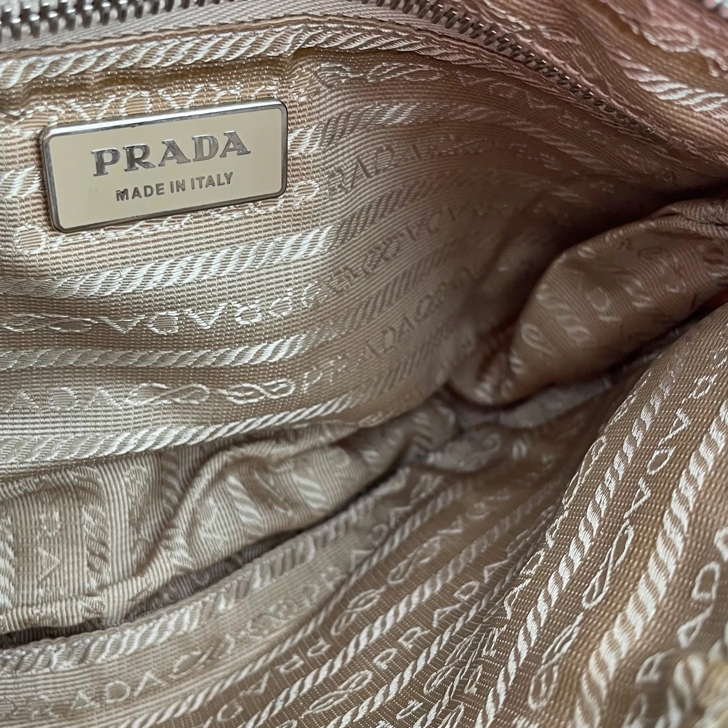 Prada Beige Nylon Print Shoulder Bag