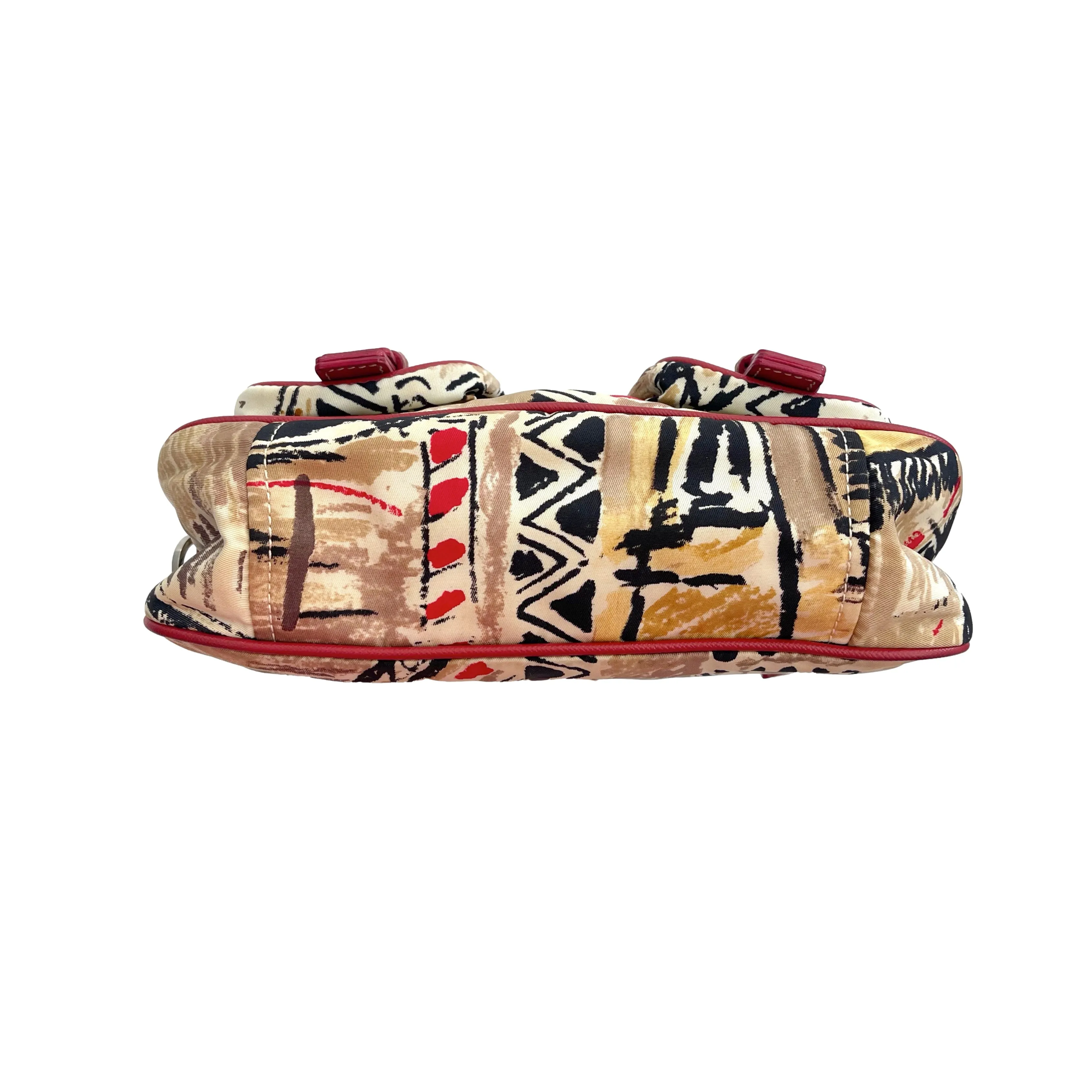 Prada Beige Nylon Print Shoulder Bag