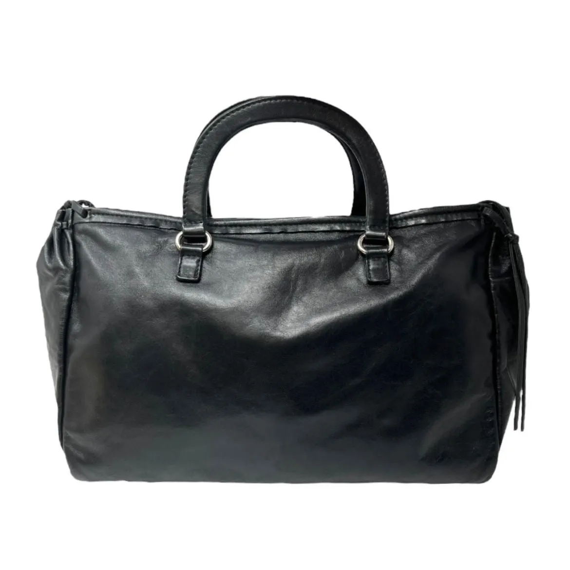 Prada Black Leather Large Top Handle Bag